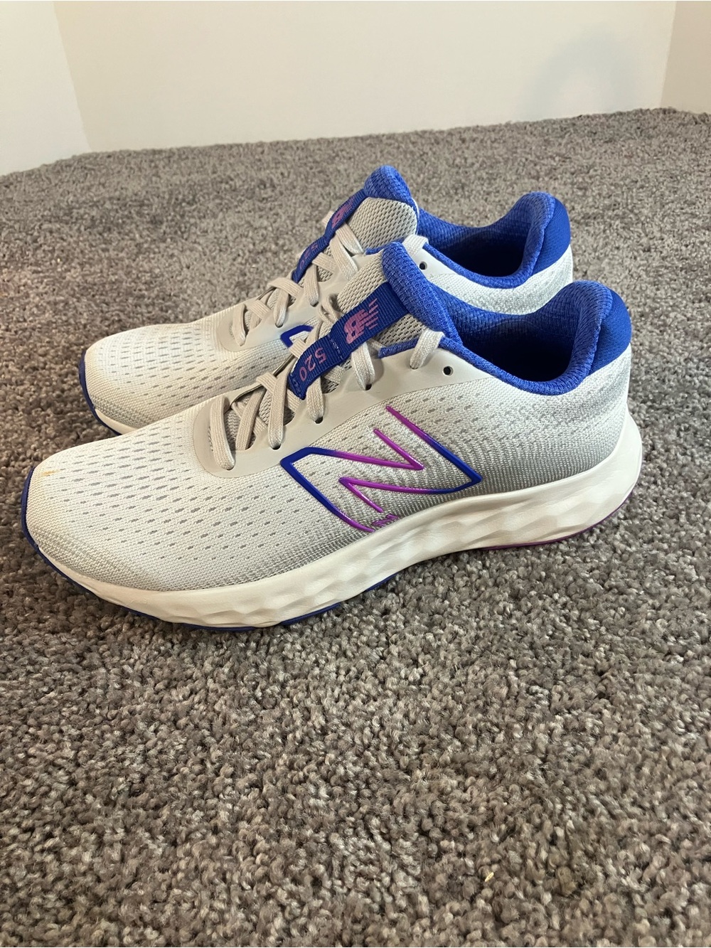 New Balance 520 V7 Running Shoes Gray Purple White Womens Size 7